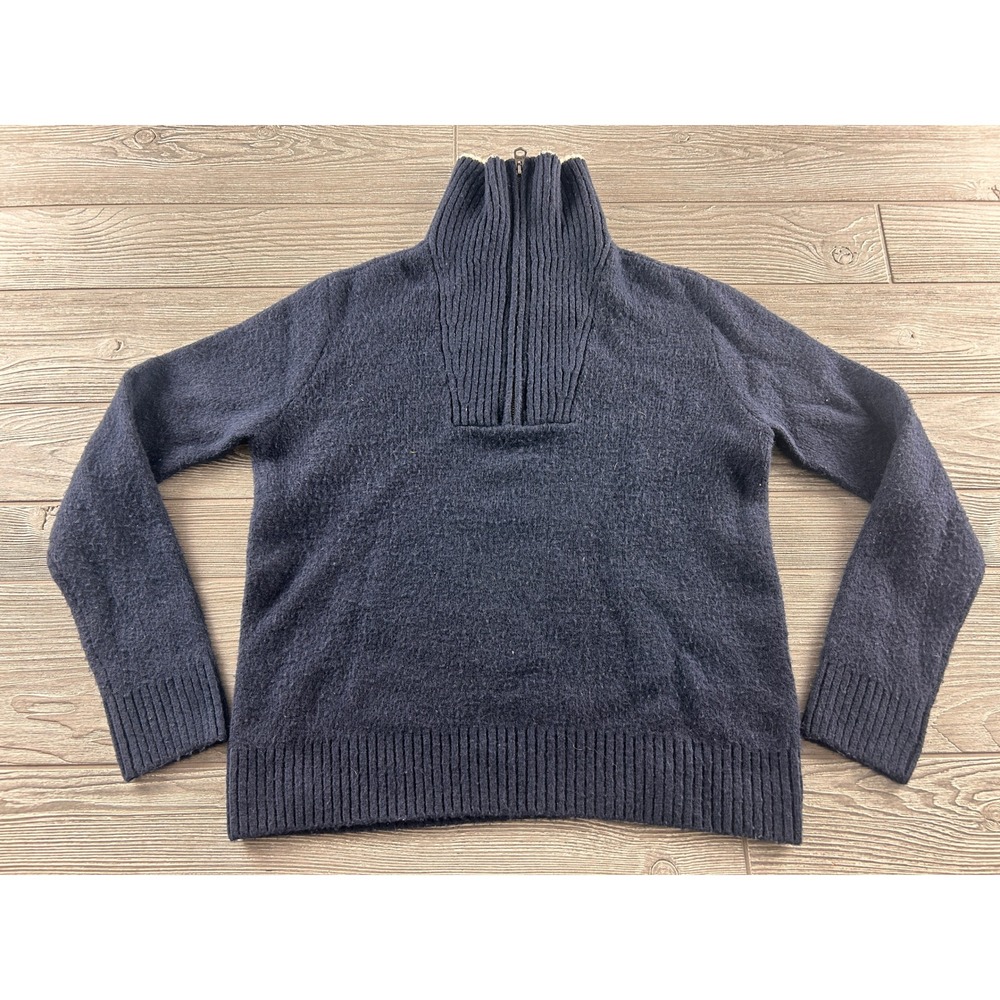 Faherty Mens XS Navy Blue Merino Wool Cashmere Blend Quarter Zip Sweater